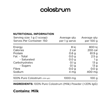 Switch Nutrition 100% Pure Colostrum (20% IgG) 150g