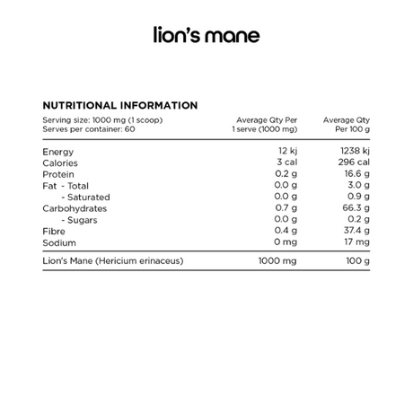 Switch Nutrition Essentials 100% Pure Organic Lion's Mane Powder