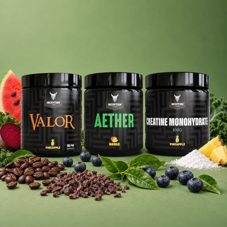 Inception Labs Pre-Workout Stack with Valor Pineapple, Aether Mango and Creatine Pineapple