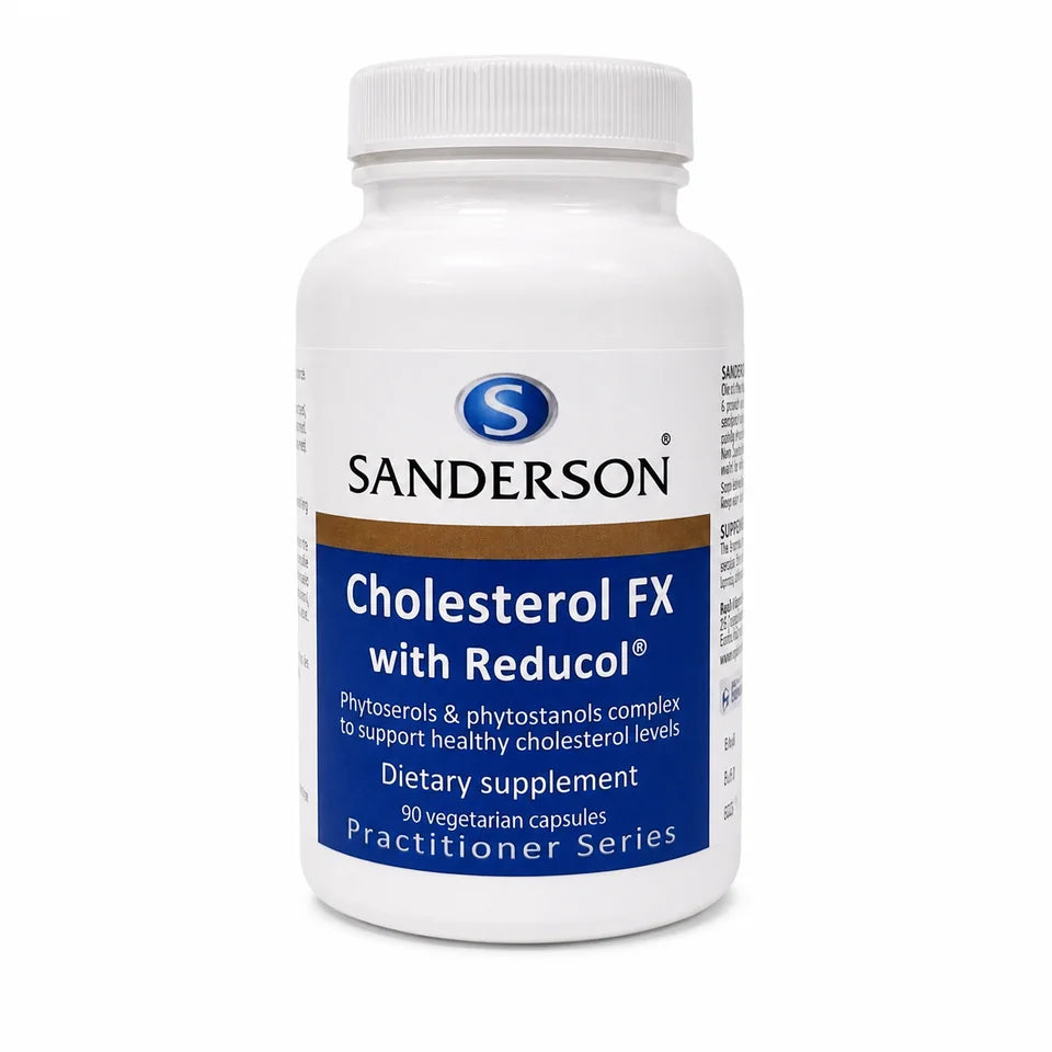 Sanderson Cholesterol FX bottle on a clean white background
