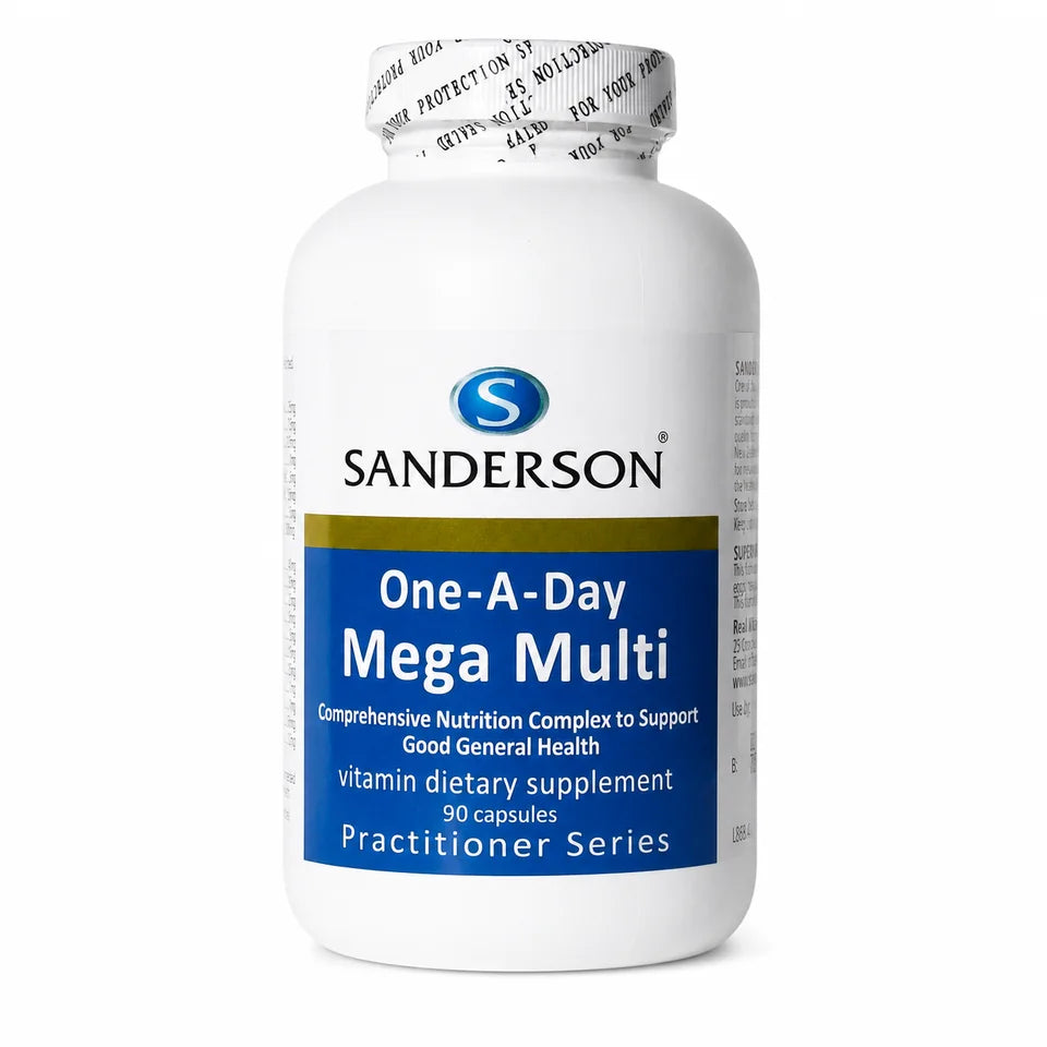 Sanderson One-A-Day Mega Multi bottle on a clean white background