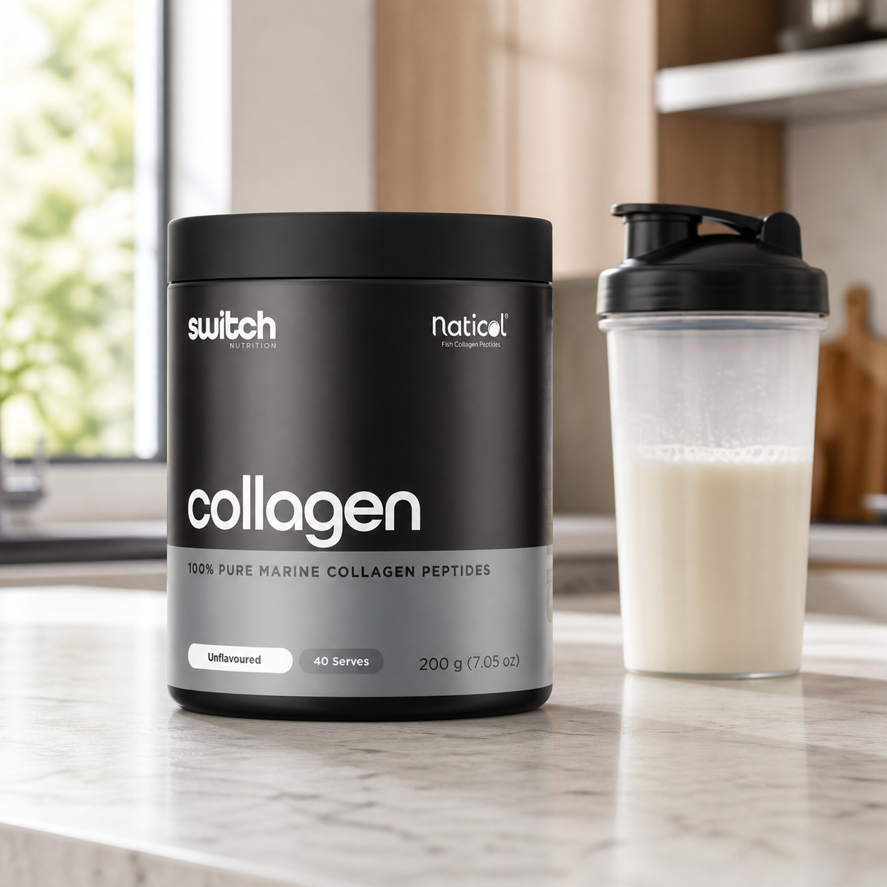 Switch Nutrition Essentials 100% Pure Marine Collagen in a lifestyle setting