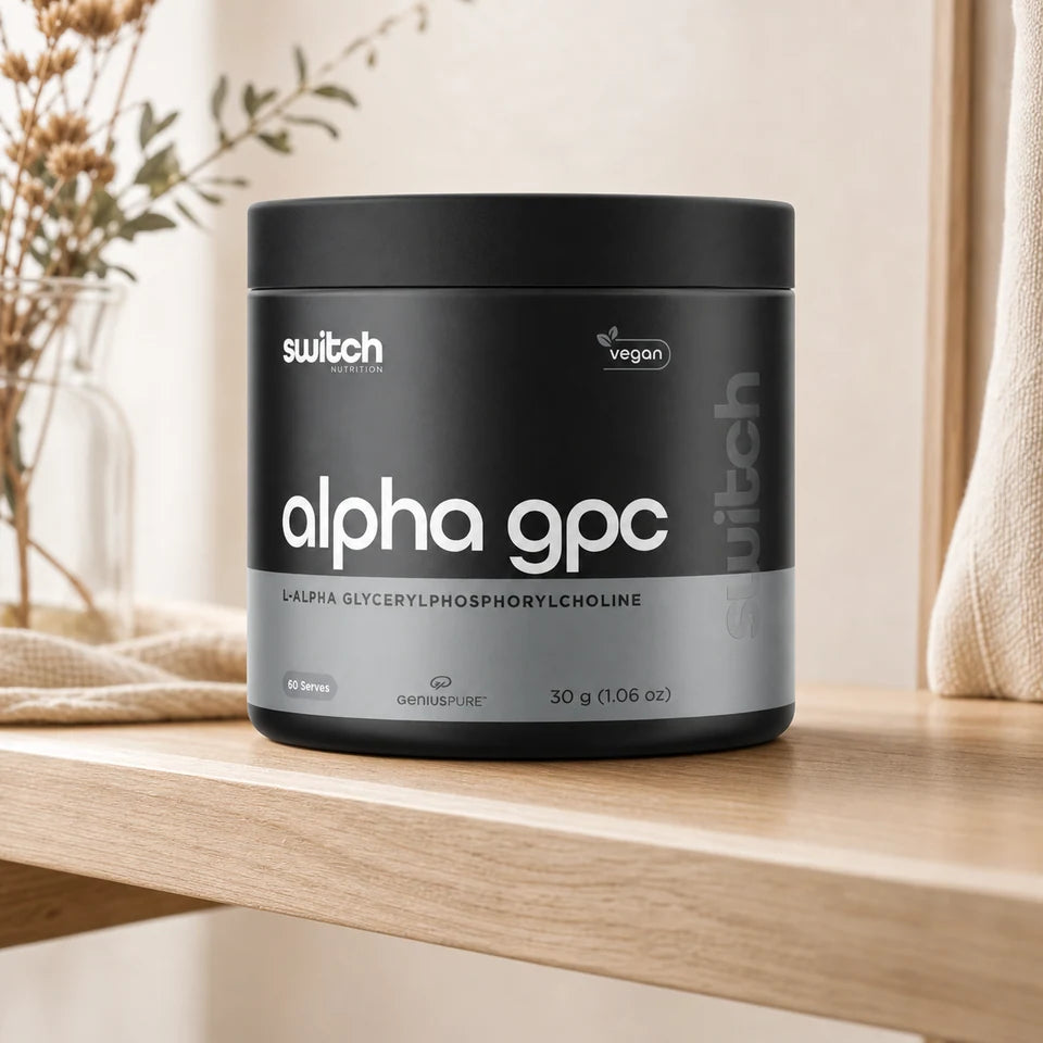 Switch Nutrition Essentials Alpha GPC Powder in a lifestyle setting