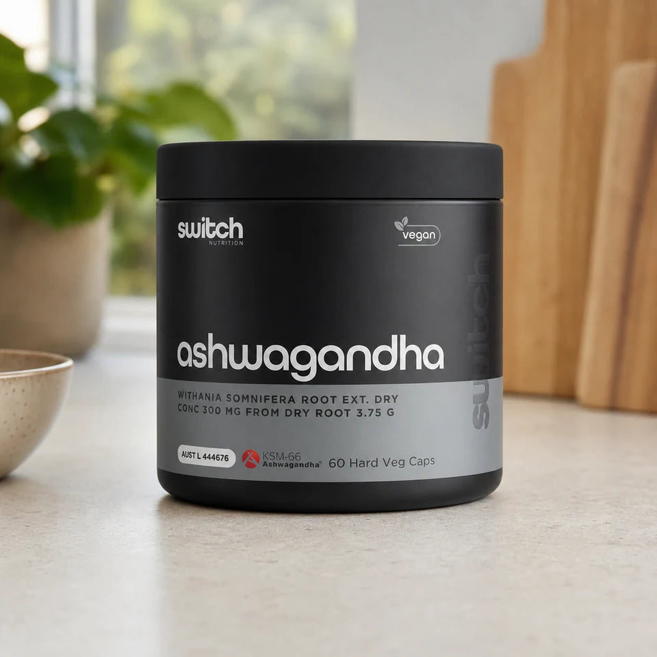 Switch Nutrition Essentials Ashwagandha (KSM-66®) in a lifestyle setting