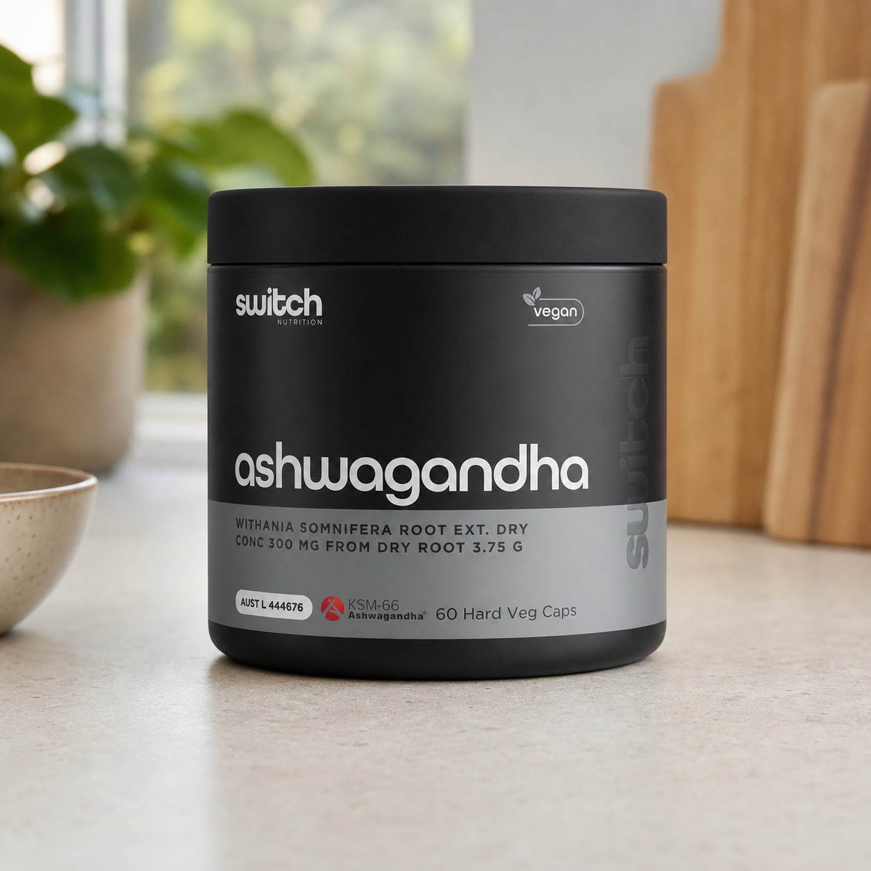Switch Nutrition Essentials Ashwagandha (KSM-66®) in a lifestyle setting