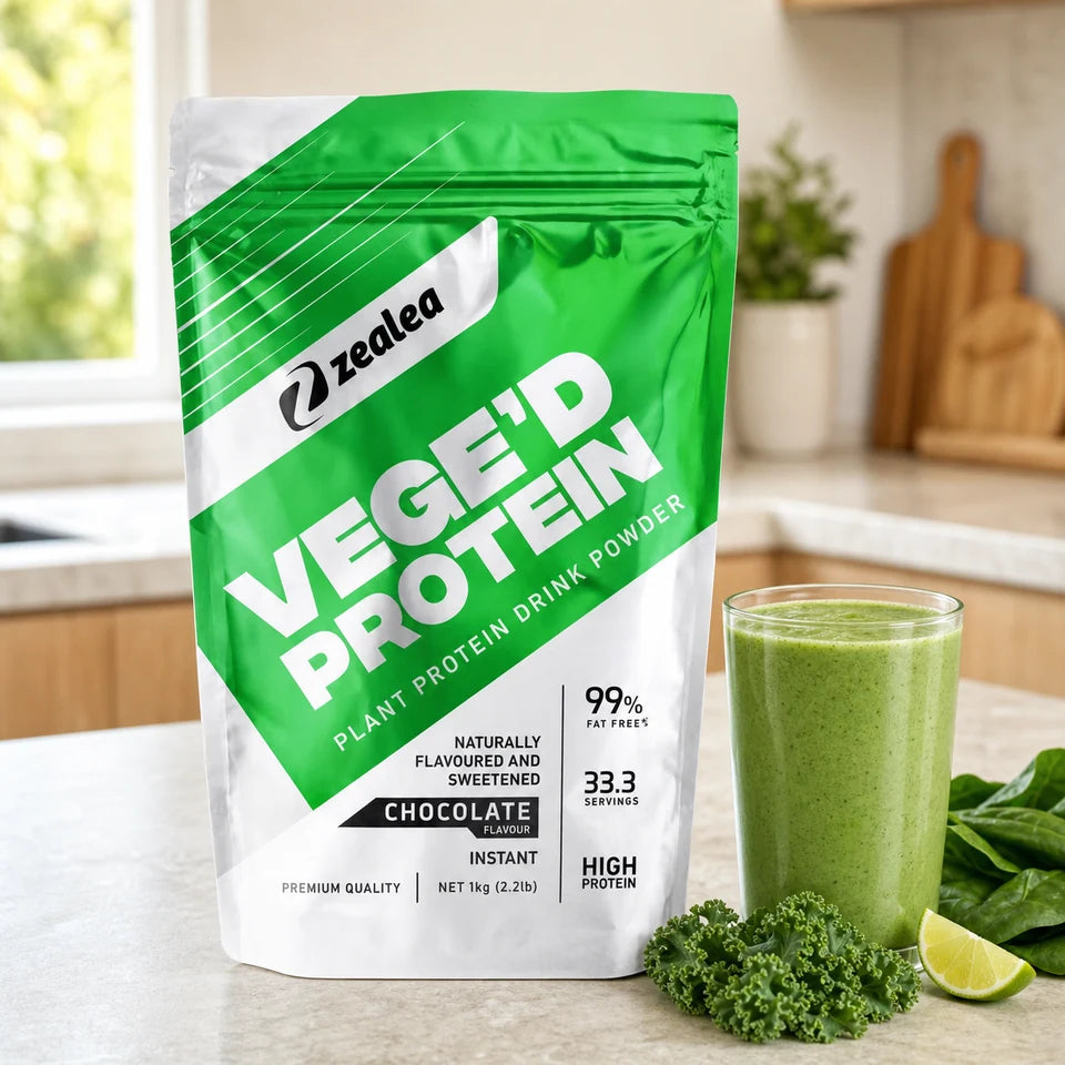 Zealea VEGE'D protein with a smoothie